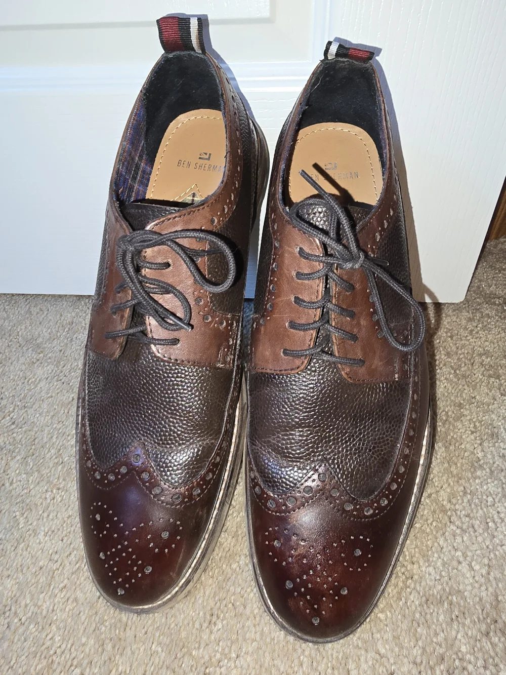 Ben Sherman Men's Brown Two-Tone Leather Wingtip Oxfords